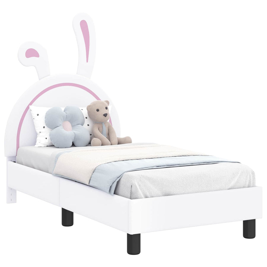 Peuterbedframe met hoofdbord met hoofdeinde Wit 70 x 140 cm PU