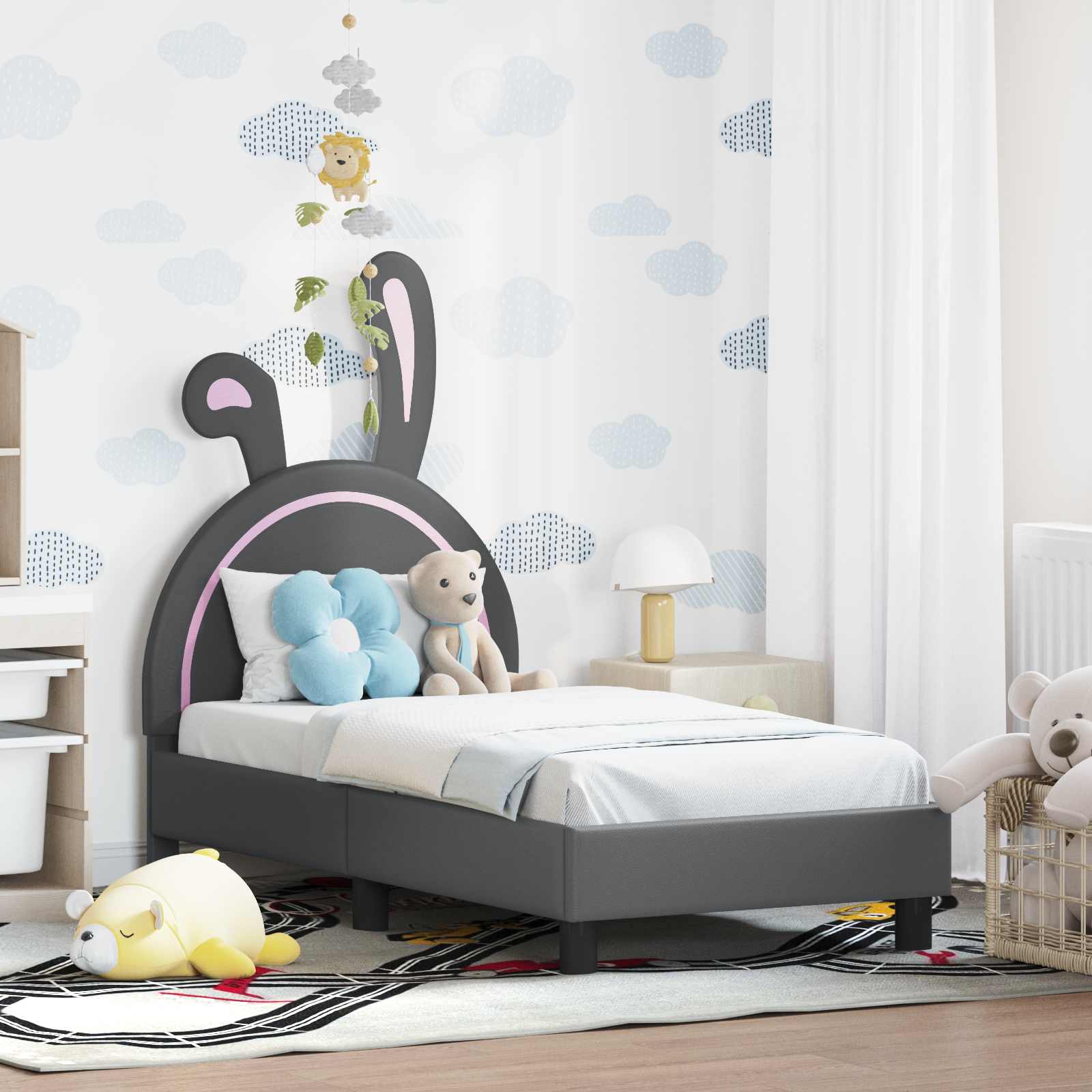 Peuterbedframe met hoofdbord Lichtgrijs 70 x 140 cm PU