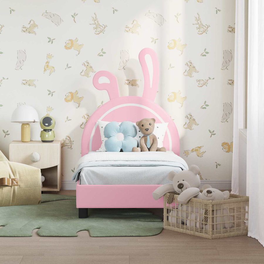 Peuterbedframe met hoofdbord Roze 70 x 140 cm PU