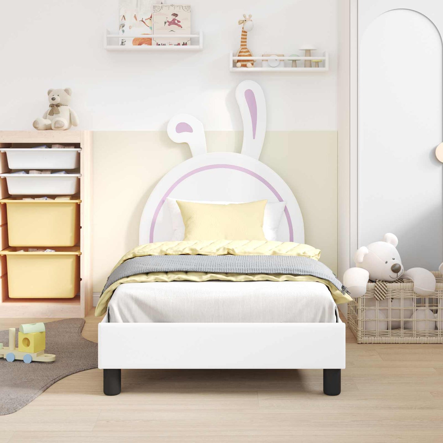 Bedframe voor kinderen met hoofdbord Wit 80 x 160 cm PU