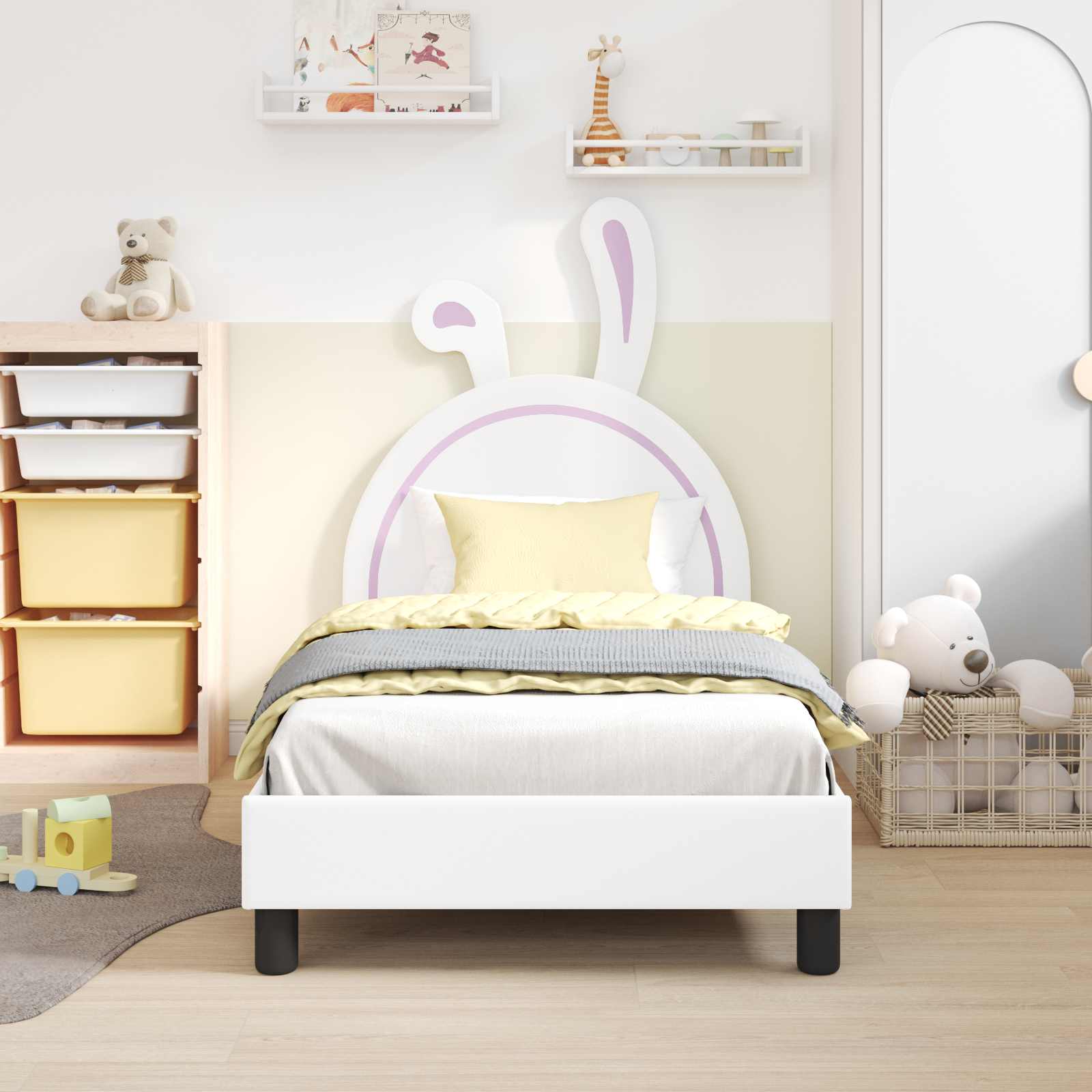 Bedframe voor kinderen met hoofdbord Wit 80 x 160 cm PU