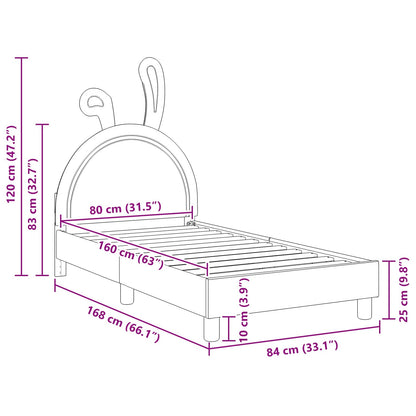 Bedframe voor kinderen met hoofdbord Wit 80 x 160 cm PU