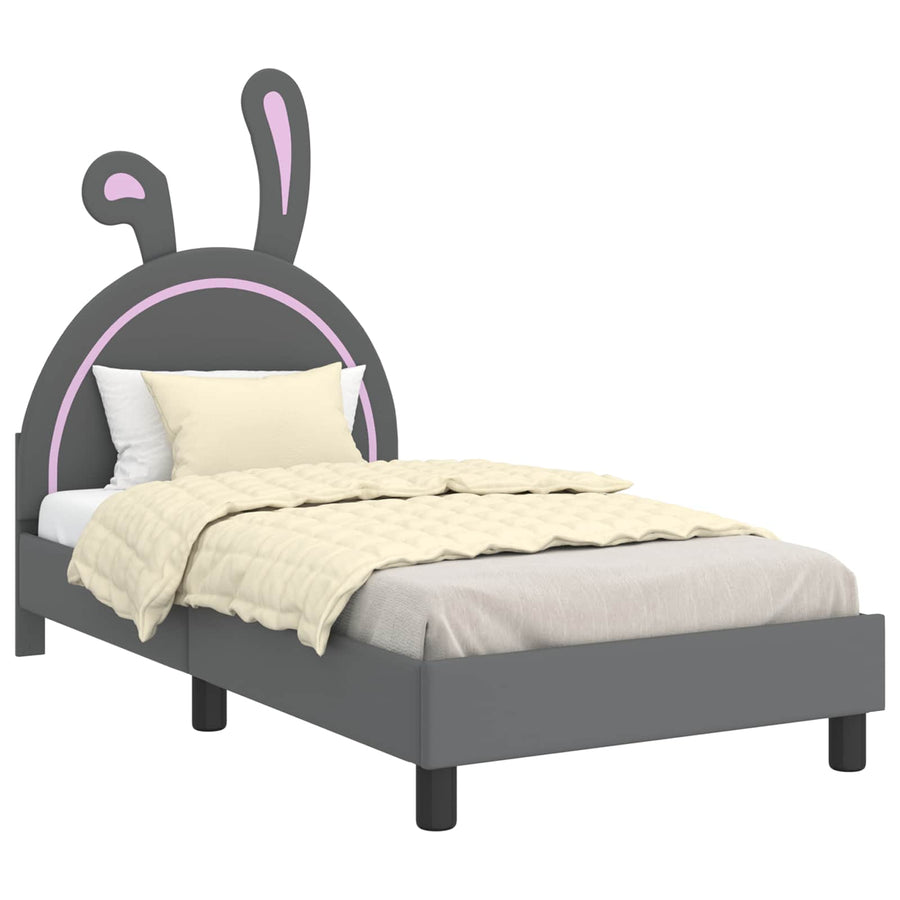 Bedframe voor kinderen met hoofdbord Lichtgrijs 80 x 160 cm PU