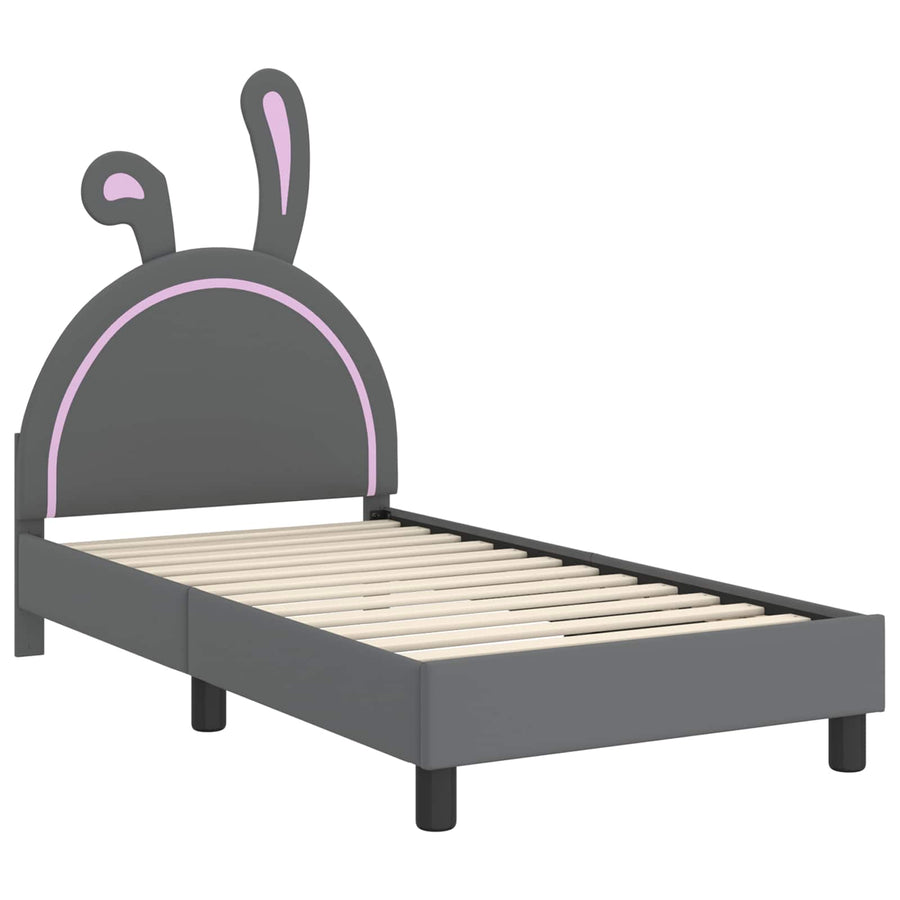 Bedframe voor kinderen met hoofdbord Lichtgrijs 80 x 160 cm PU
