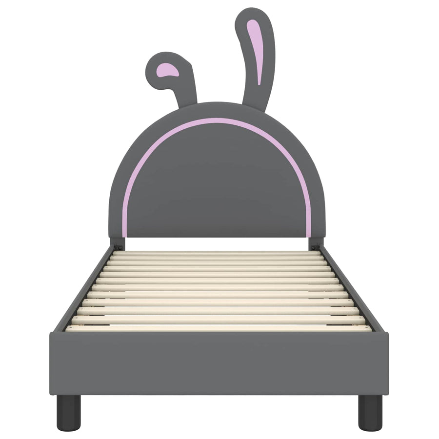 Bedframe voor kinderen met hoofdbord Lichtgrijs 80 x 160 cm PU