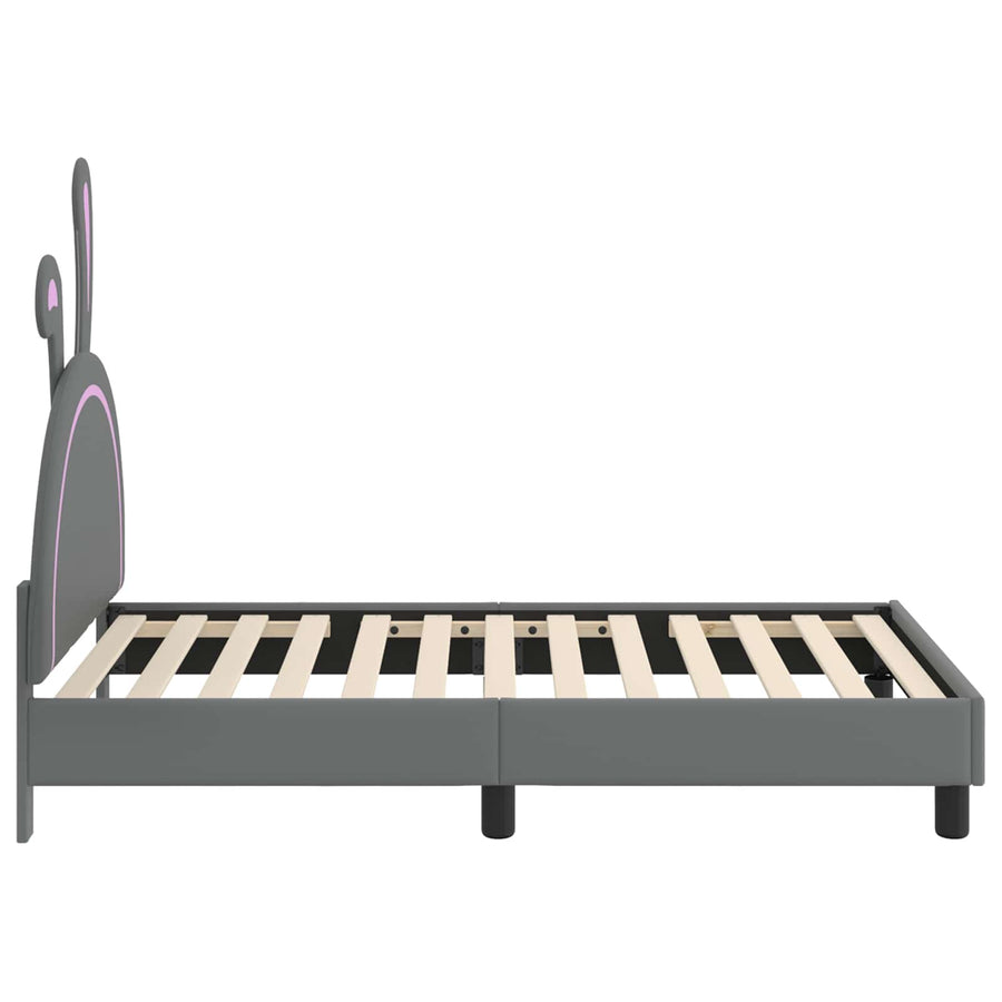 Bedframe voor kinderen met hoofdbord Lichtgrijs 80 x 160 cm PU