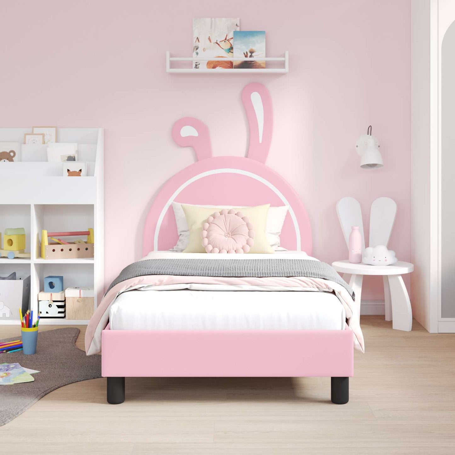 Bedframe voor kinderen met hoofdbord Roze 80 x 160 cm PU