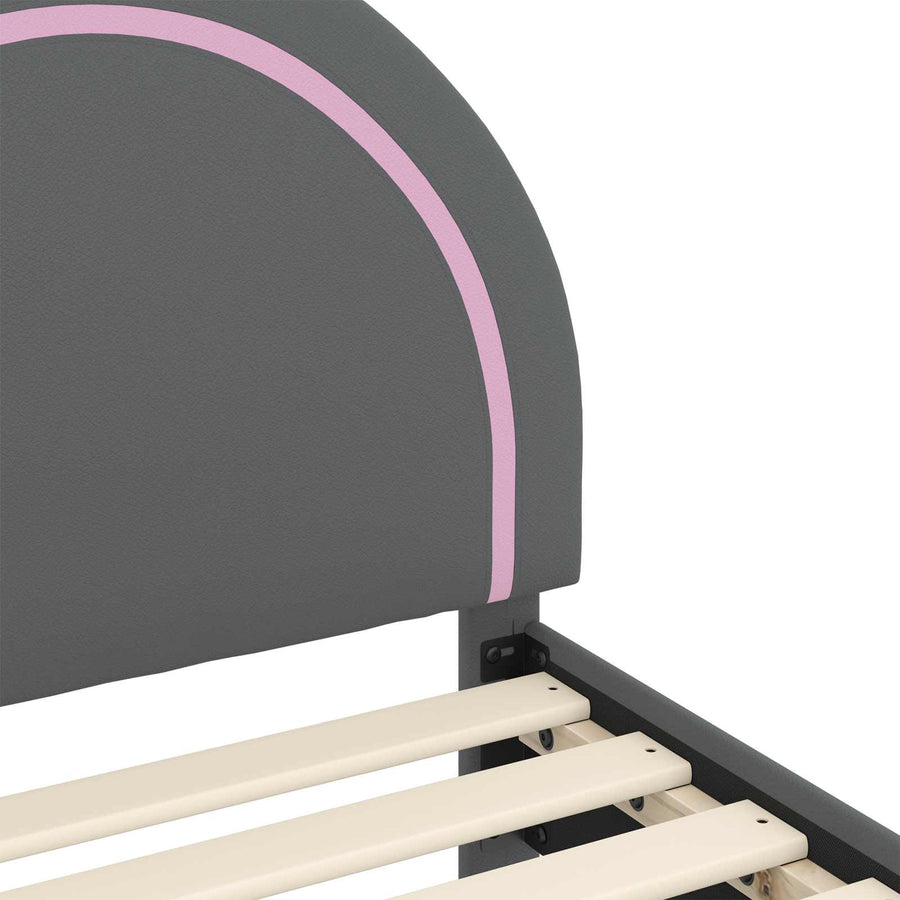 Bedframe voor kinderen met hoofdbord Lichtgrijs 80 x 200 cm PU