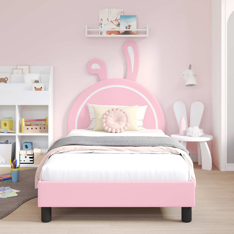 Bedframe voor kinderen met hoofdbord Roze 80 x 200 cm PU