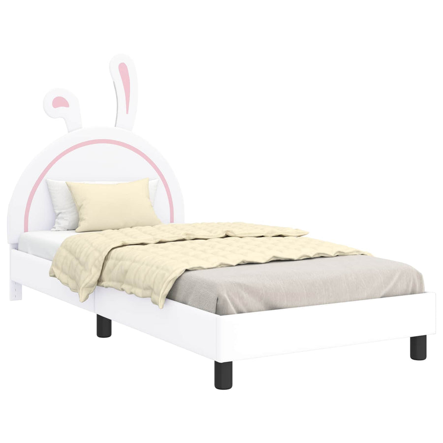 Bedframe voor kinderen met hoofdbord Wit 90 x 190 cm PU