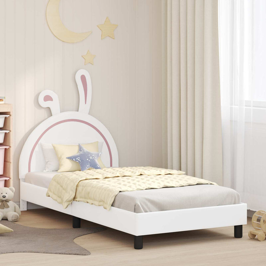 Bedframe voor kinderen met hoofdbord Wit 90 x 200 cm PU