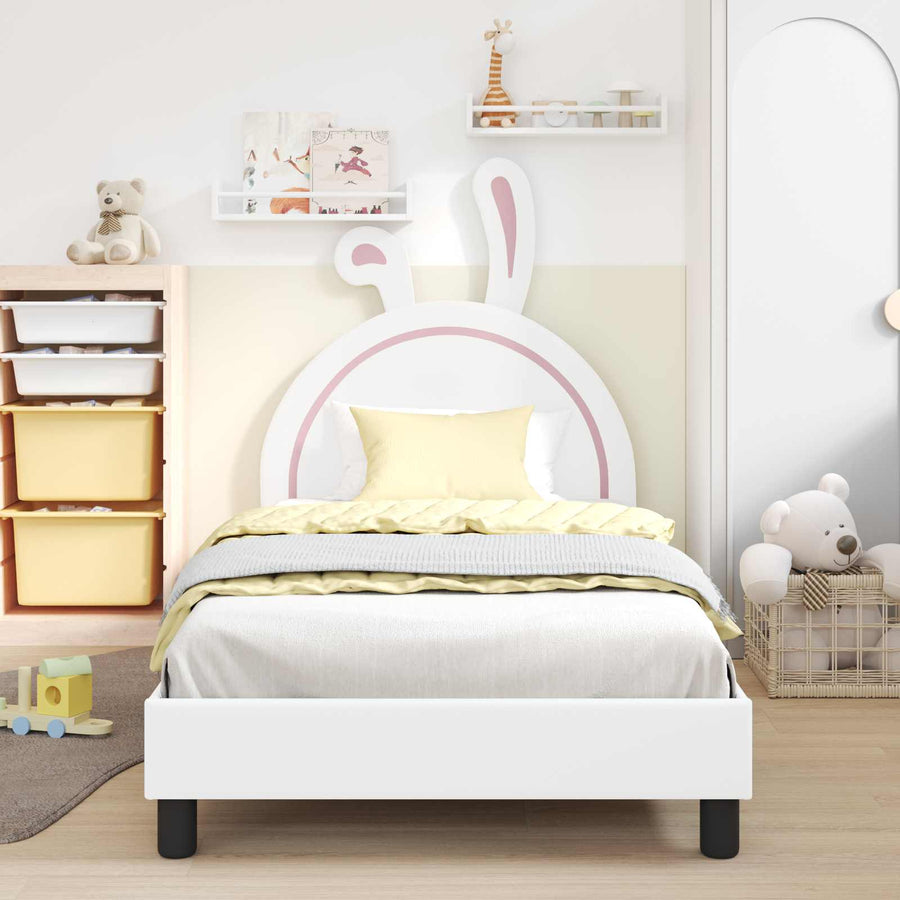Bedframe voor kinderen met hoofdbord Wit 90 x 200 cm PU