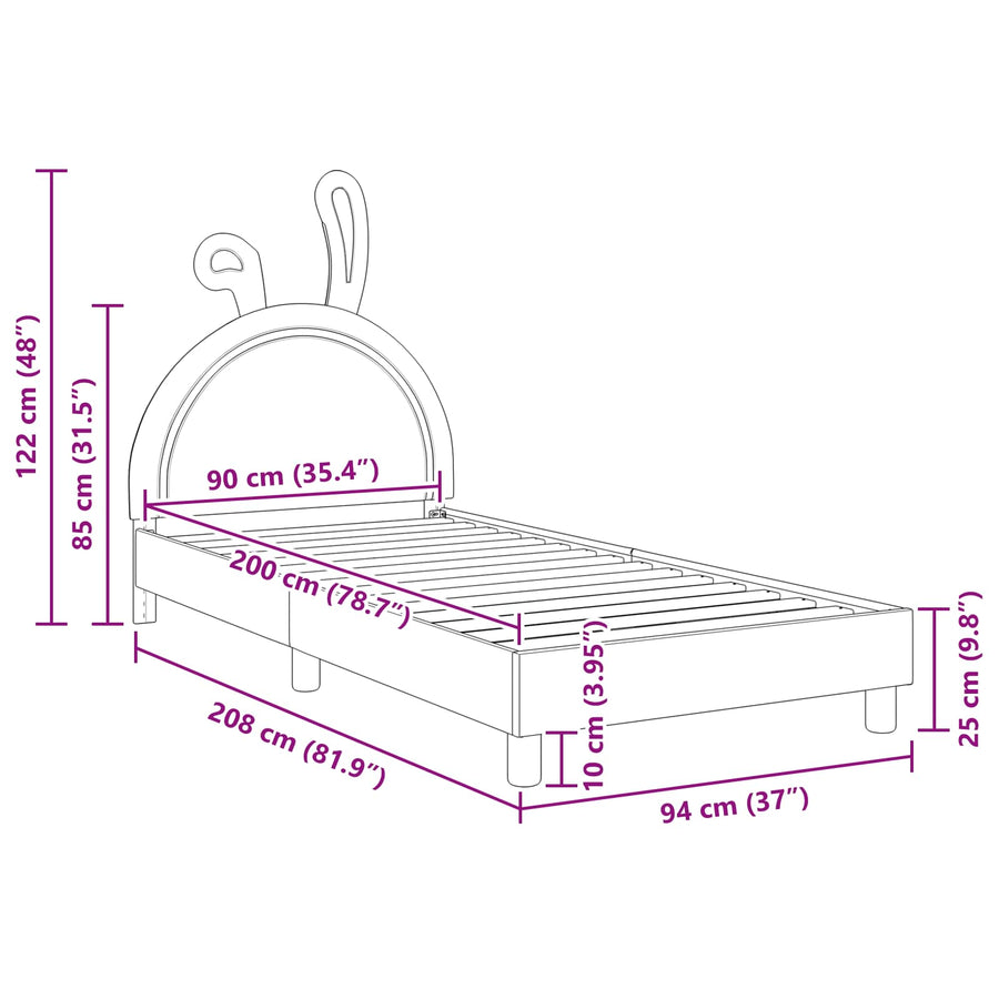 Bedframe voor kinderen met hoofdbord Wit 90 x 200 cm PU