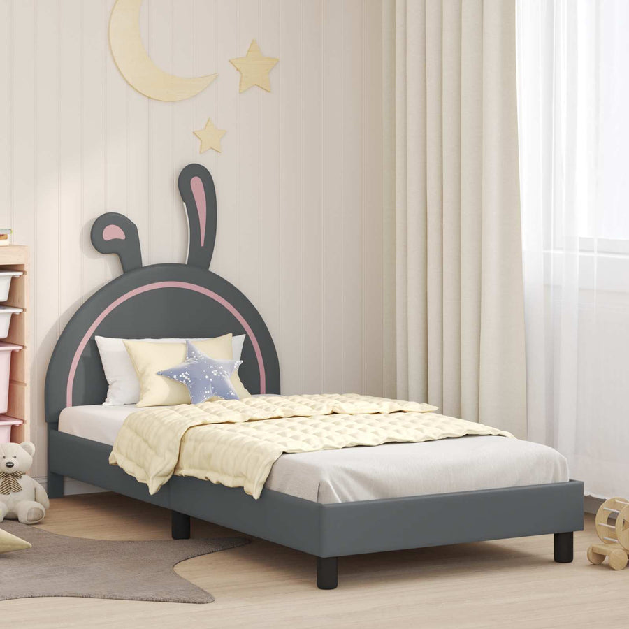 Bedframe voor kinderen met hoofdbord Lichtgrijs 90 x 200 cm PU