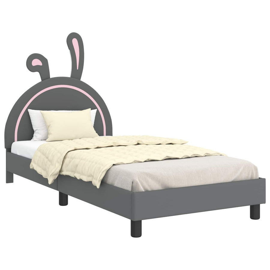 Bedframe voor kinderen met hoofdbord Lichtgrijs 90 x 200 cm PU