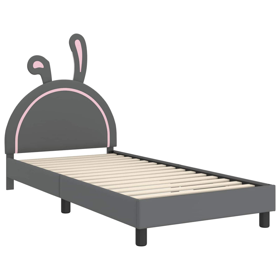 Bedframe voor kinderen met hoofdbord Lichtgrijs 90 x 200 cm PU
