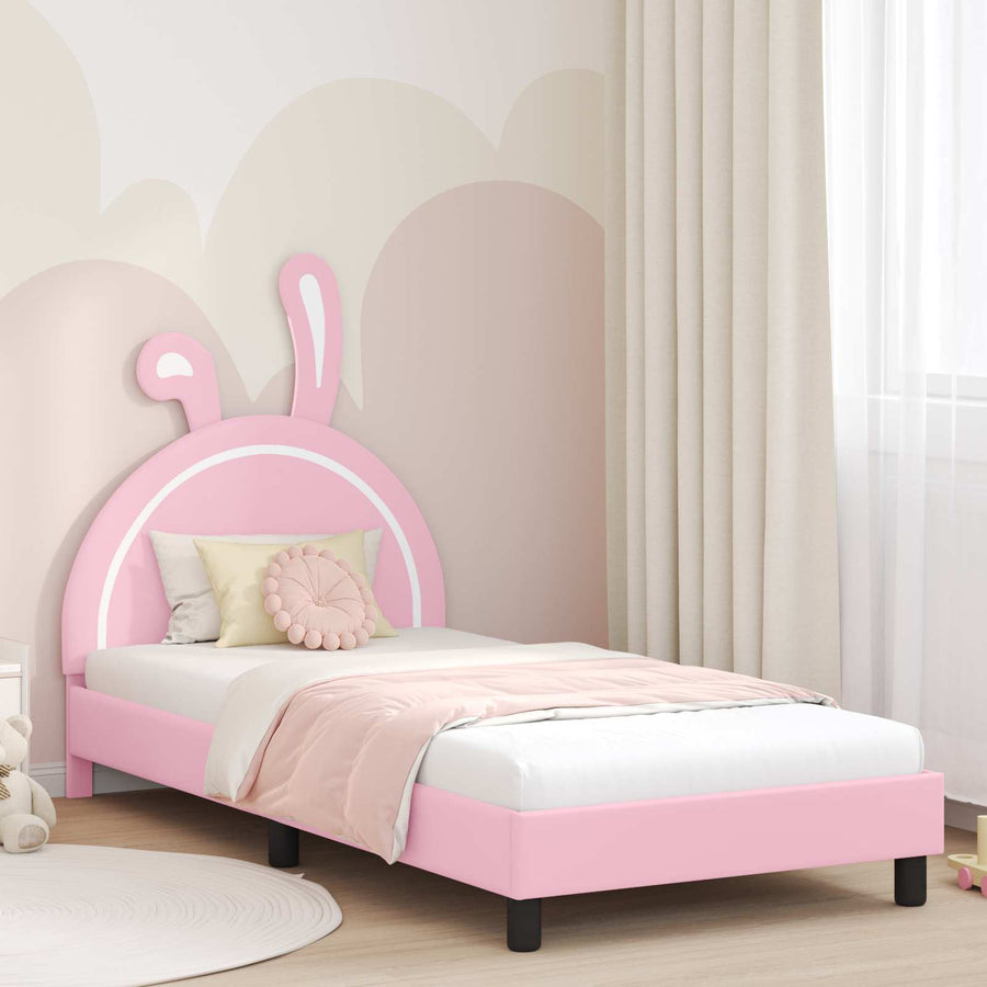 Bedframe voor kinderen met hoofdbord Roze 90 x 200 cm PU