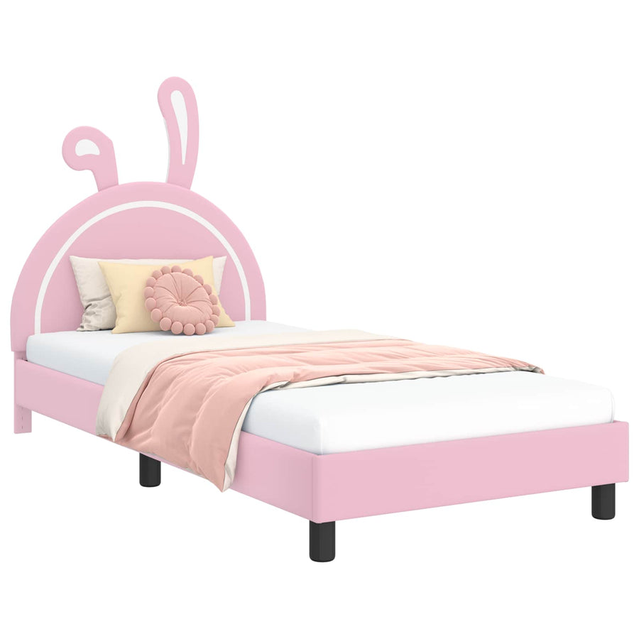 Bedframe voor kinderen met hoofdbord Roze 90 x 200 cm PU
