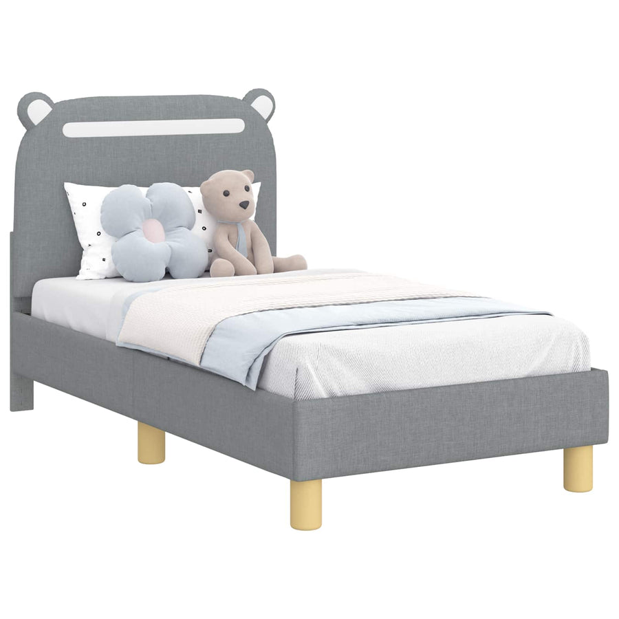 Peuterbedframe met hoofdbord Lichtgrijs 70 x 140 cm Stof