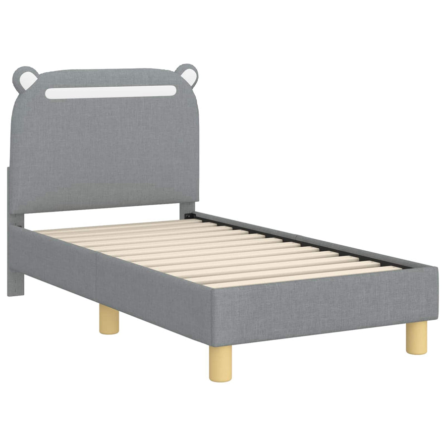 Peuterbedframe met hoofdbord Lichtgrijs 70 x 140 cm Stof