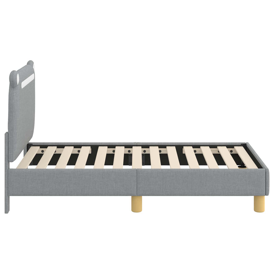 Peuterbedframe met hoofdbord Lichtgrijs 70 x 140 cm Stof