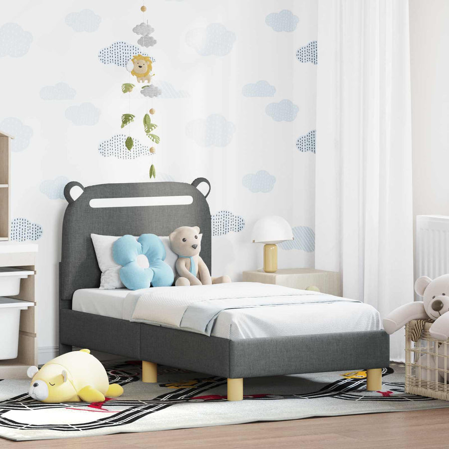 Peuterbedframe met hoofdbord Donkergrijs 70 x 140 cm Stof