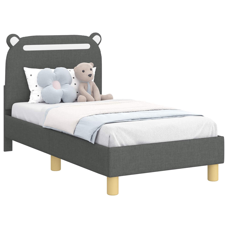 Peuterbedframe met hoofdbord Donkergrijs 70 x 140 cm Stof