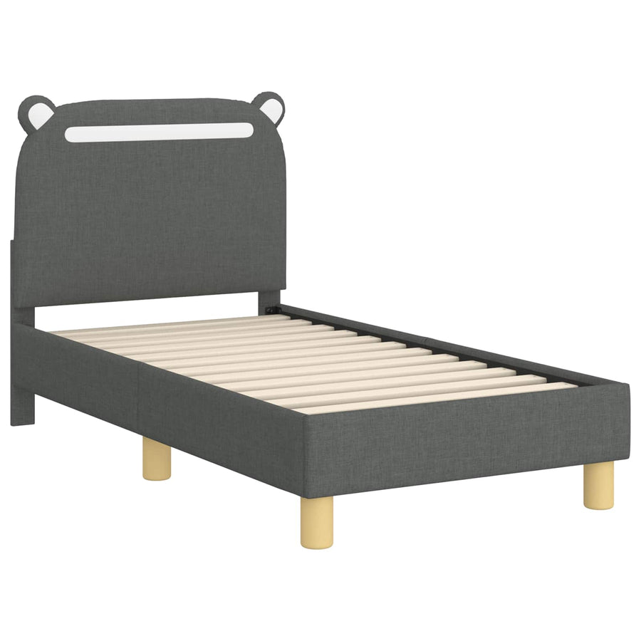 Peuterbedframe met hoofdbord Donkergrijs 70 x 140 cm Stof