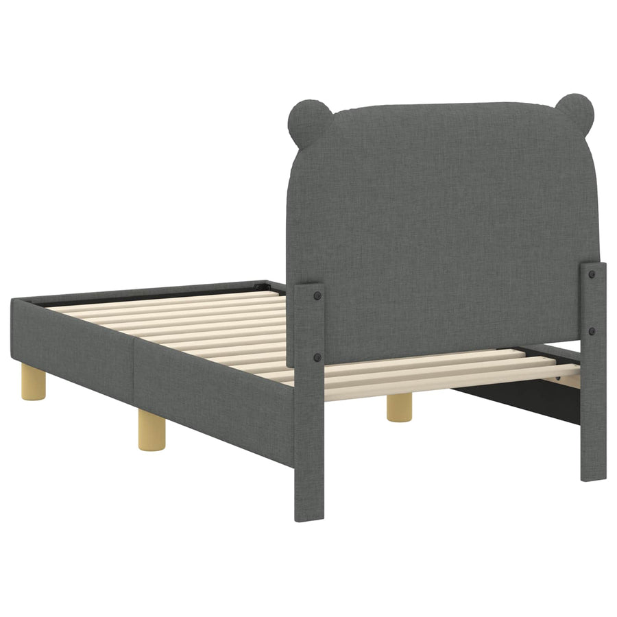 Peuterbedframe met hoofdbord Donkergrijs 70 x 140 cm Stof
