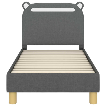 Peuterbedframe met hoofdbord Donkergrijs 70 x 140 cm Stof