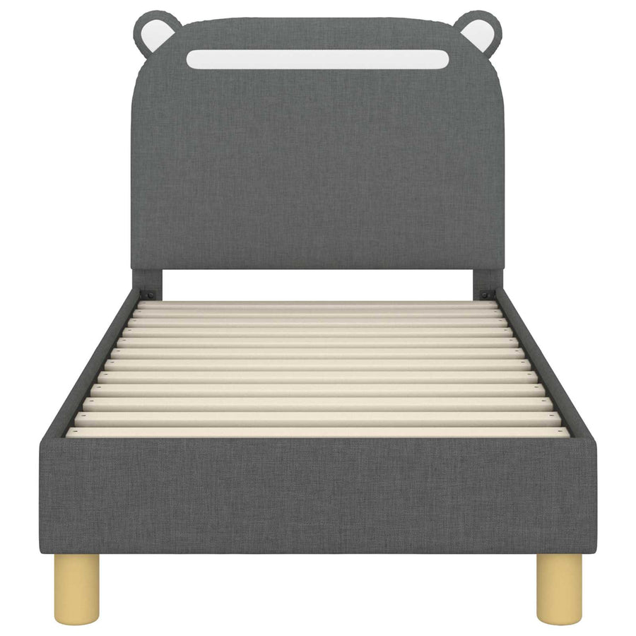 Peuterbedframe met hoofdbord Donkergrijs 70 x 140 cm Stof