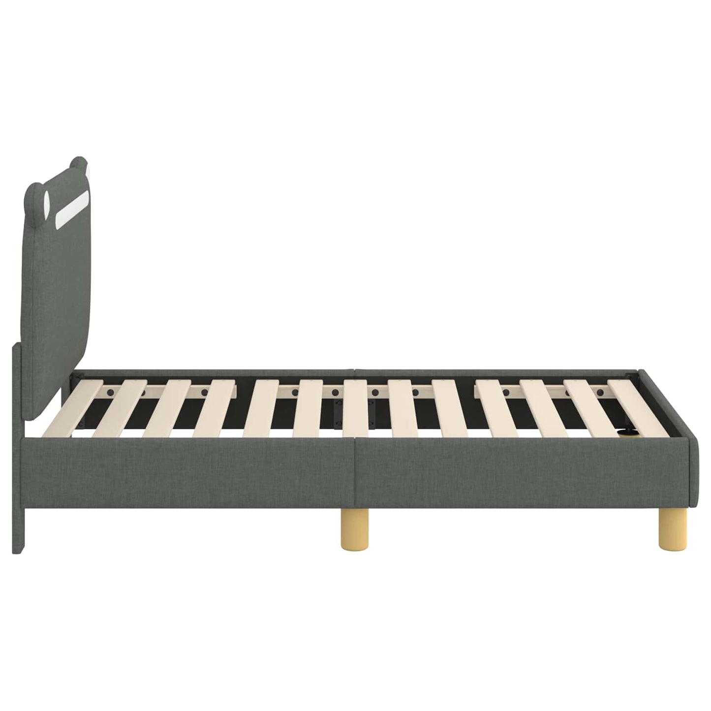 Peuterbedframe met hoofdbord Donkergrijs 70 x 140 cm Stof