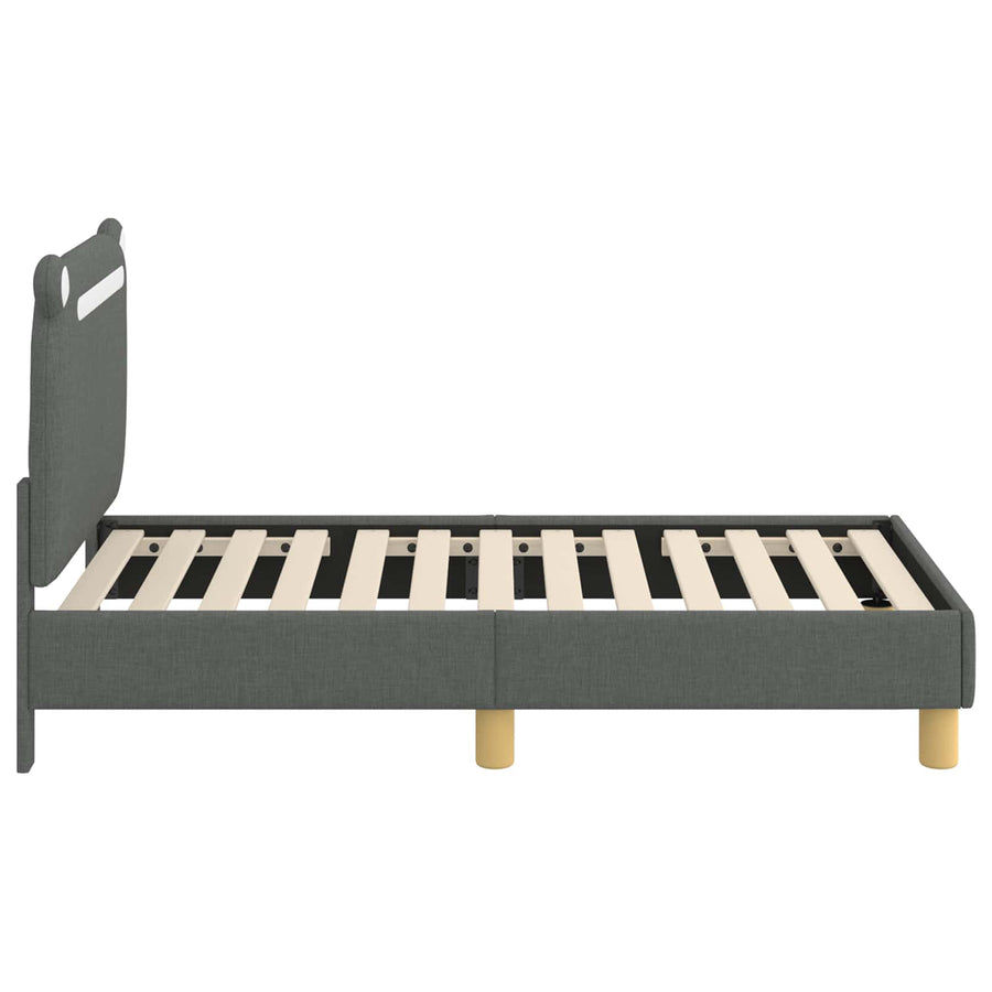 Peuterbedframe met hoofdbord Donkergrijs 70 x 140 cm Stof