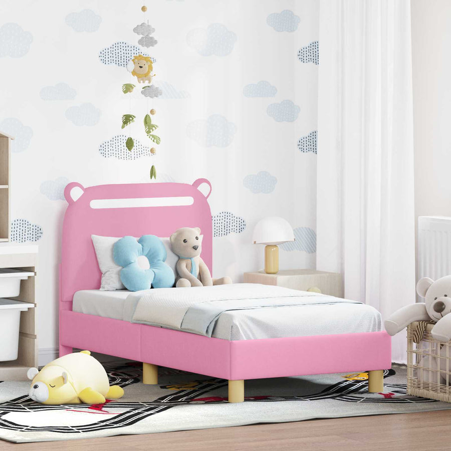 Peuterbedframe met hoofdbord Roze 70 x 140 cm Stof