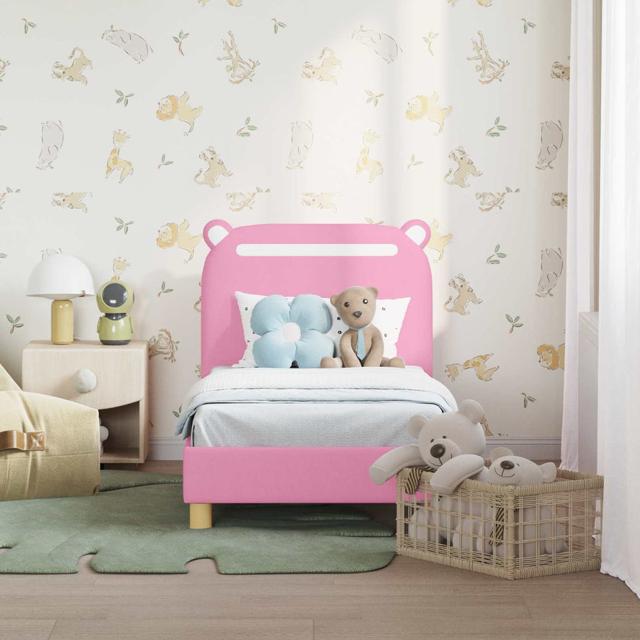 Peuterbedframe met hoofdbord Roze 70 x 140 cm Stof
