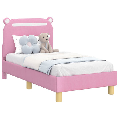 Peuterbedframe met hoofdbord Roze 70 x 140 cm Stof