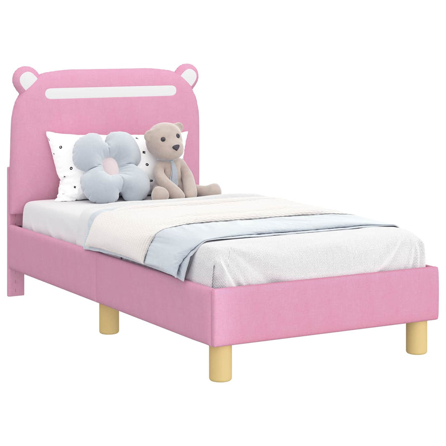 Peuterbedframe met hoofdbord Roze 70 x 140 cm Stof