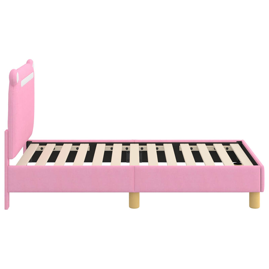Peuterbedframe met hoofdbord Roze 70 x 140 cm Stof