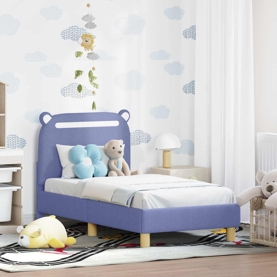 Peuterbedframe met hoofdbord Jeans Blauw 70 x 140 cm Stof