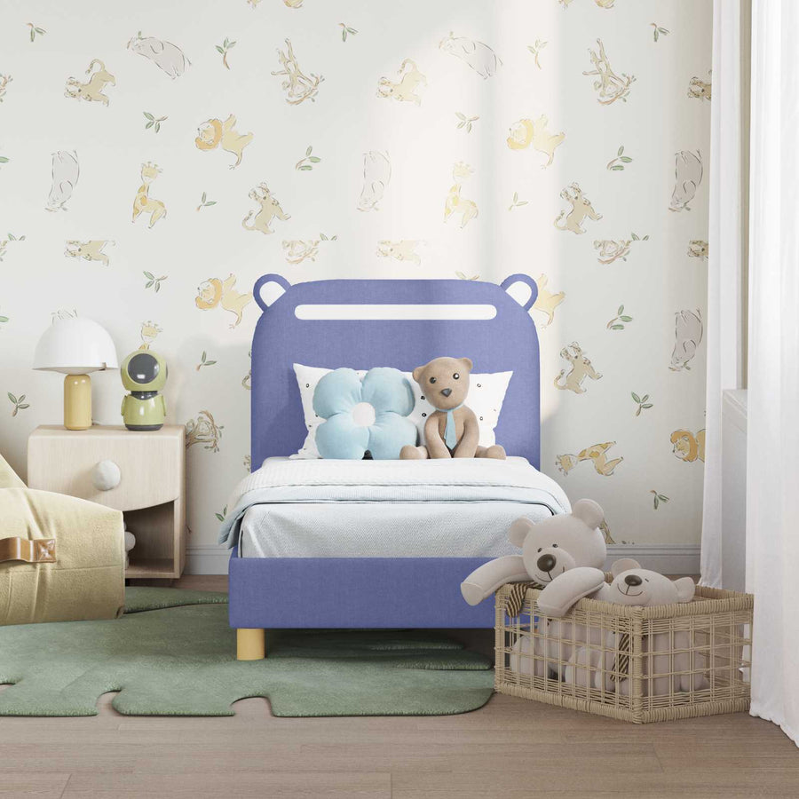 Peuterbedframe met hoofdbord Jeans Blauw 70 x 140 cm Stof