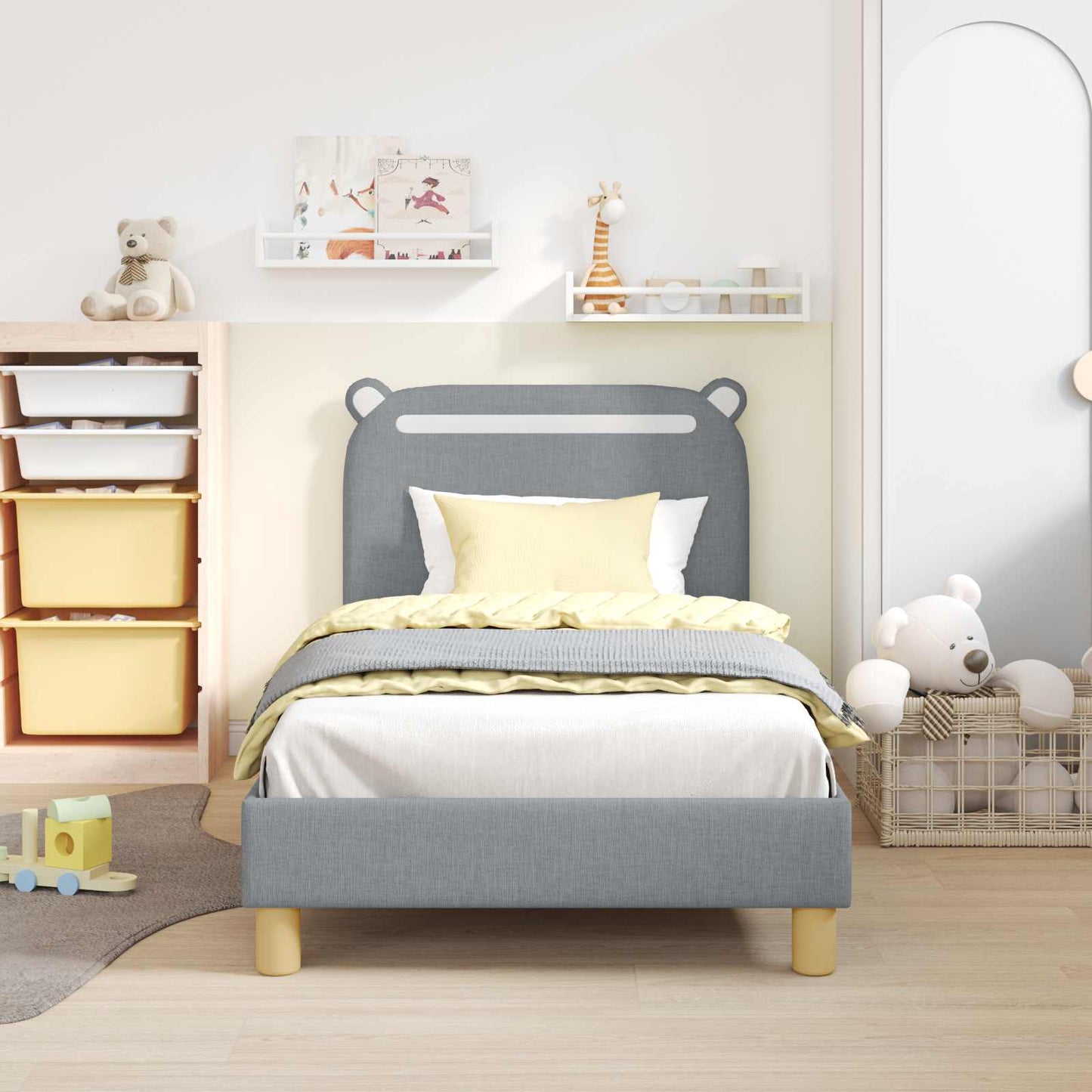 Bedframe voor kinderen met hoofdbord Lichtgrijs 80 x 160 cm