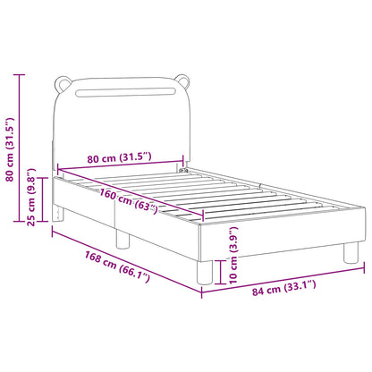 Bedframe voor kinderen met hoofdbord Lichtgrijs 80 x 160 cm