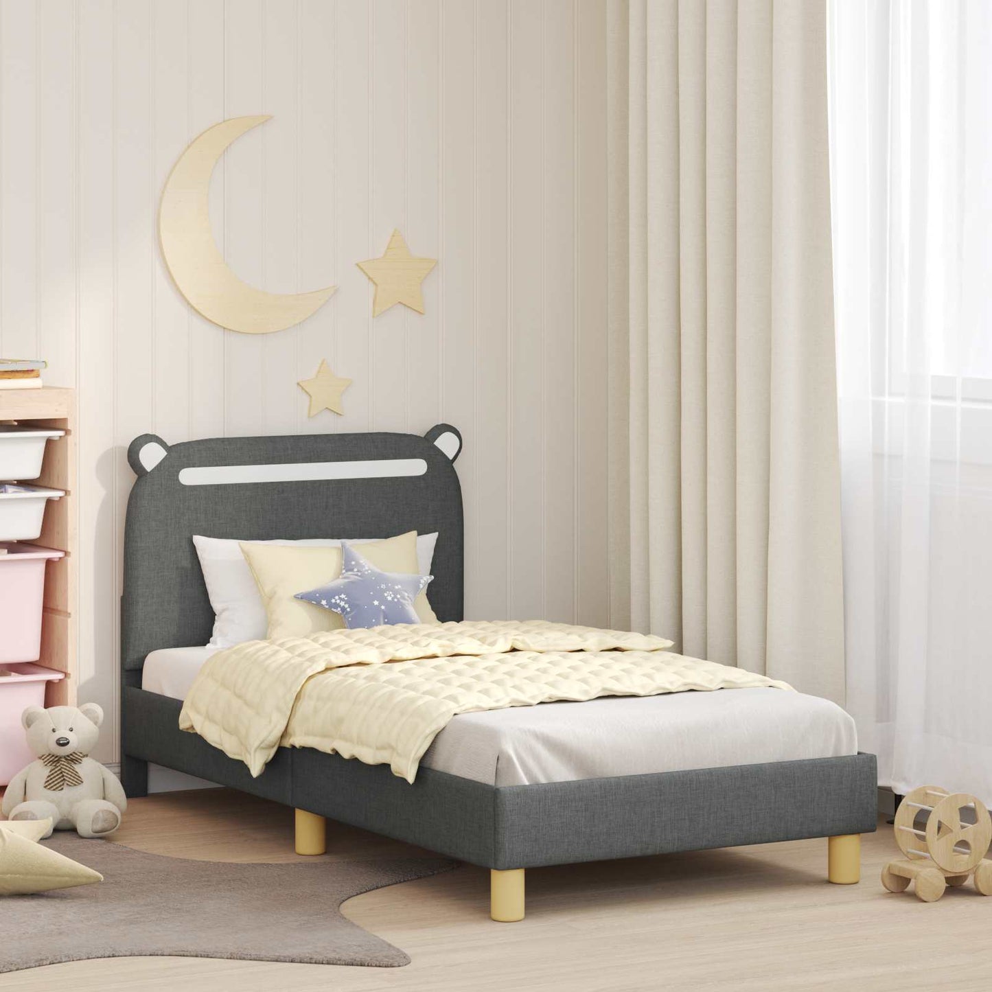 Bedframe voor kinderen met hoofdbord Donkergrijs 80 x 160 cm