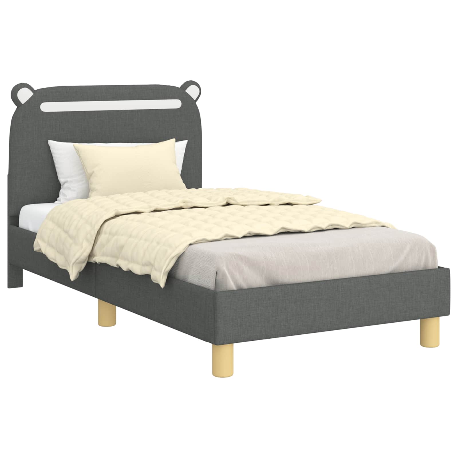 Bedframe voor kinderen met hoofdbord Donkergrijs 80 x 160 cm