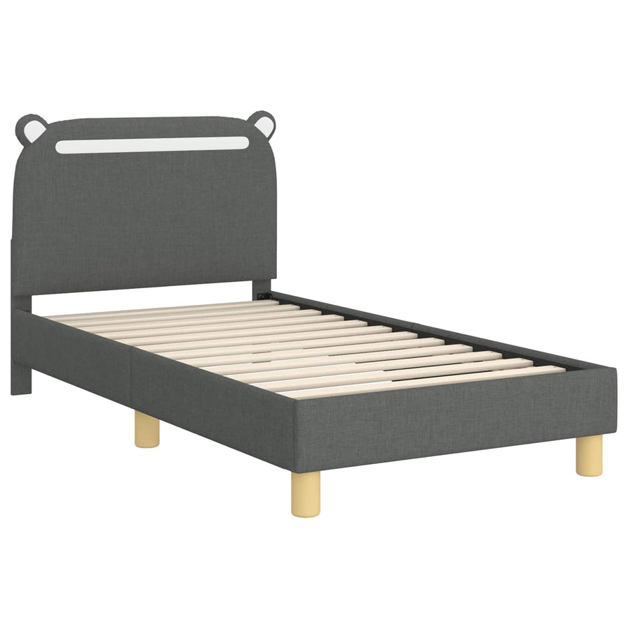 Bedframe voor kinderen met hoofdbord Donkergrijs 80 x 160 cm