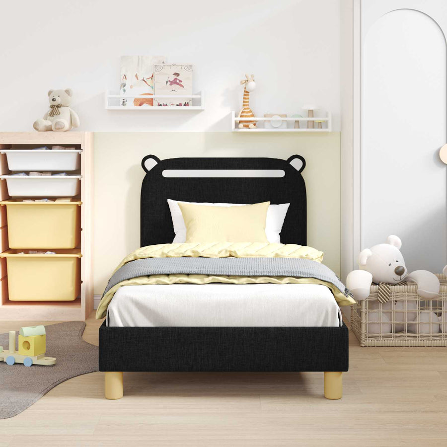 Bedframe voor kinderen met hoofdbord Zwart 80 x 160 cm Stof