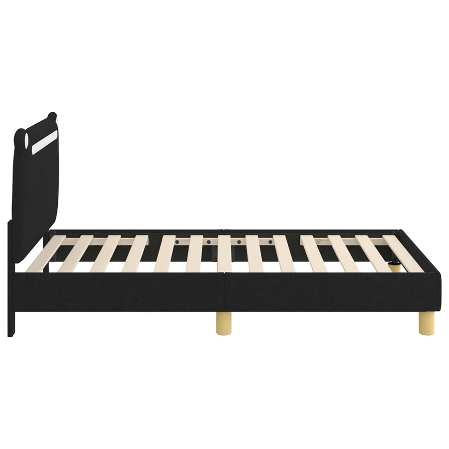 Bedframe voor kinderen met hoofdbord Zwart 80 x 160 cm Stof