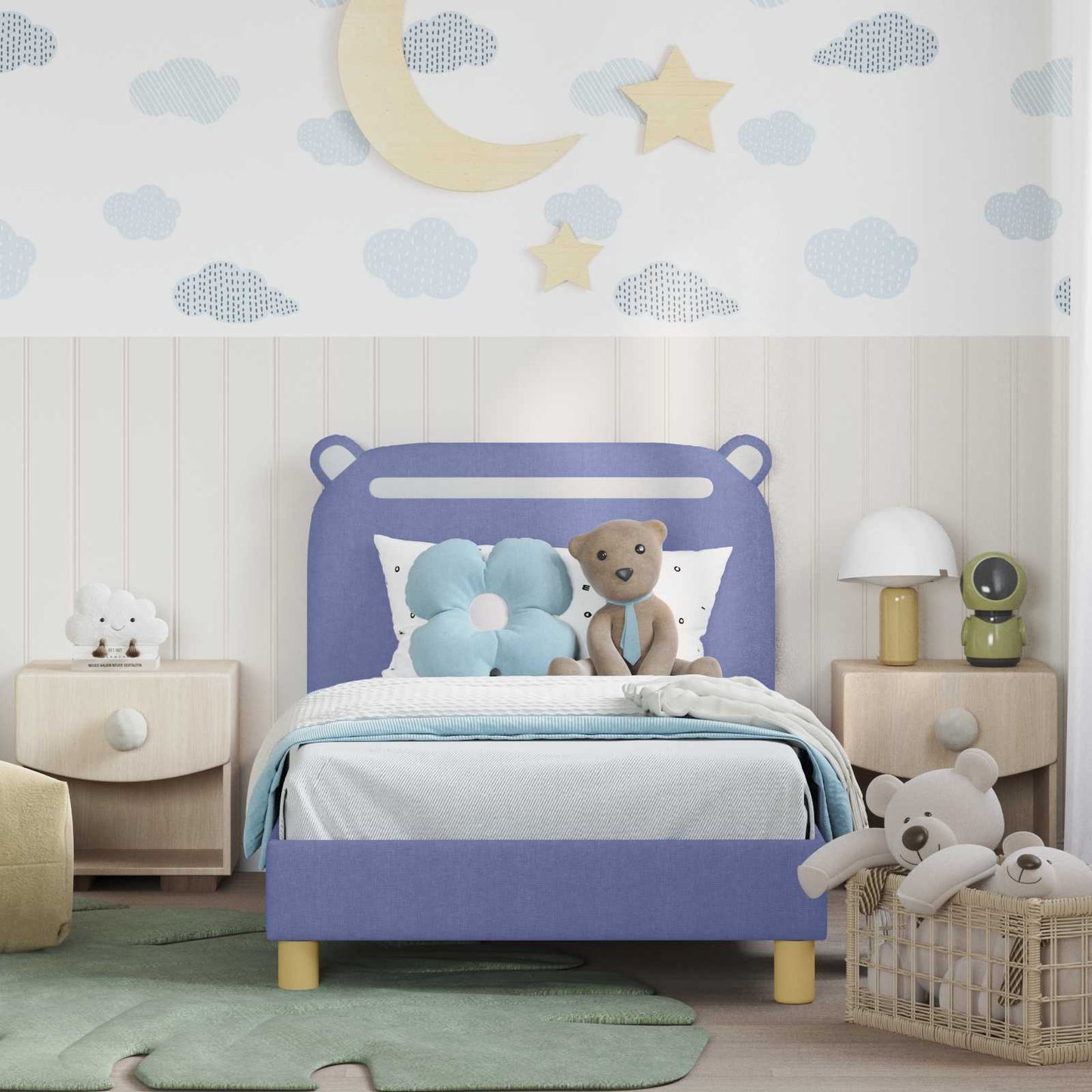 Bedframe voor kinderen met hoofdbord Jeans Blauw 80 x 160 cm