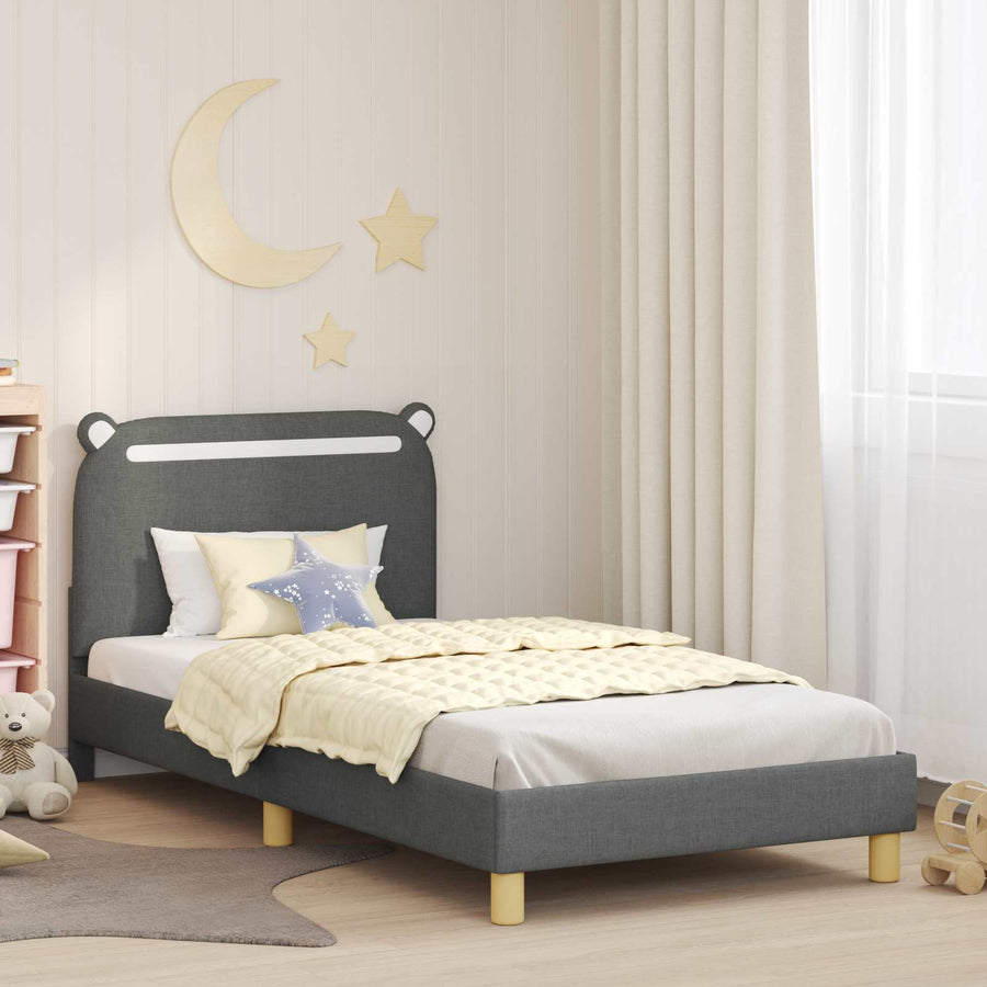 Bedframe voor kinderen met hoofdbord Donkergrijs 90 x 190 cm