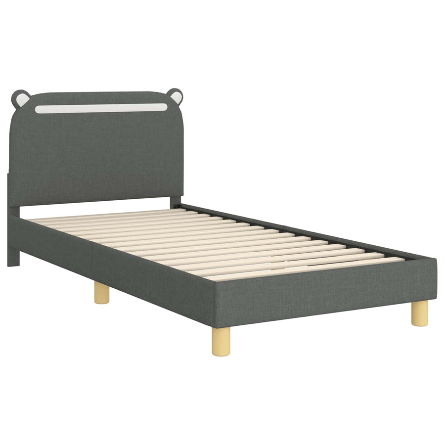 Bedframe voor kinderen met hoofdbord Donkergrijs 90 x 190 cm